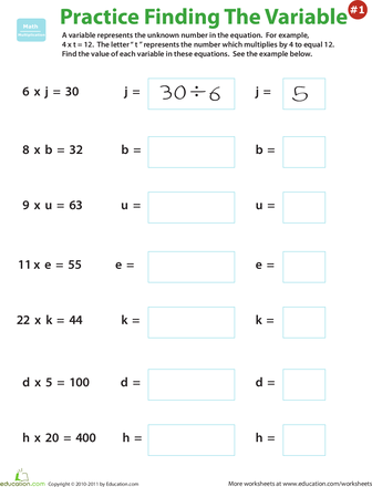 Grade Solving For A Variable Worksheet