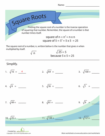 8th Grade Squares And Square Roots Class 8 Worksheet