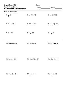 Multi Step Solving Equations With Fractions Worksheet