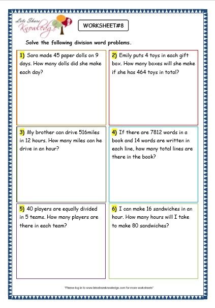 Multiplication And Division Word Problems Grade 3