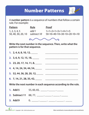 Number Sequence Worksheets For Grade 4