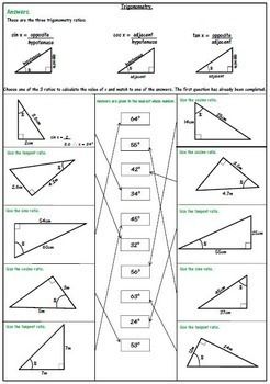 Right Triangle Trigonometry Worksheet With Answers