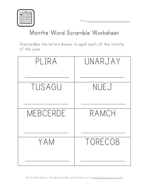 Word Scramble Worksheet