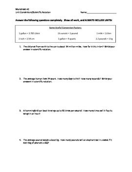 Unit Conversion Dimensional Analysis Worksheet Answers