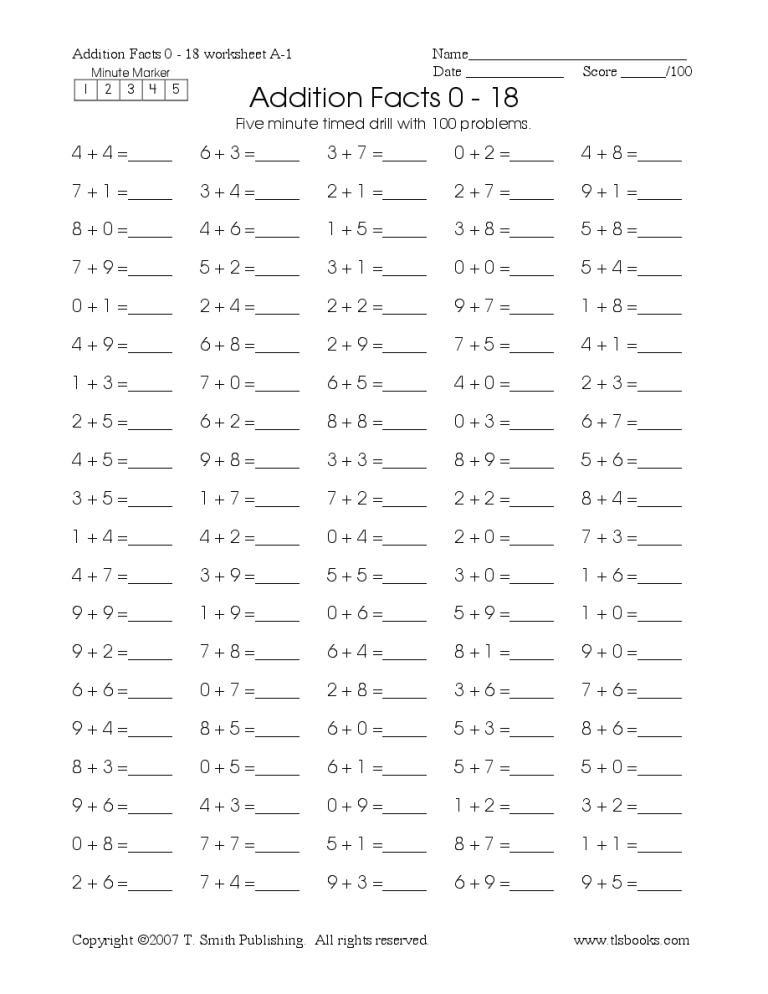 Answer Key 8th Grade Minute Math Worksheets Answers