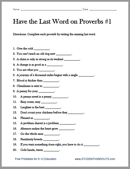 Idioms Worksheets For Grade 3
