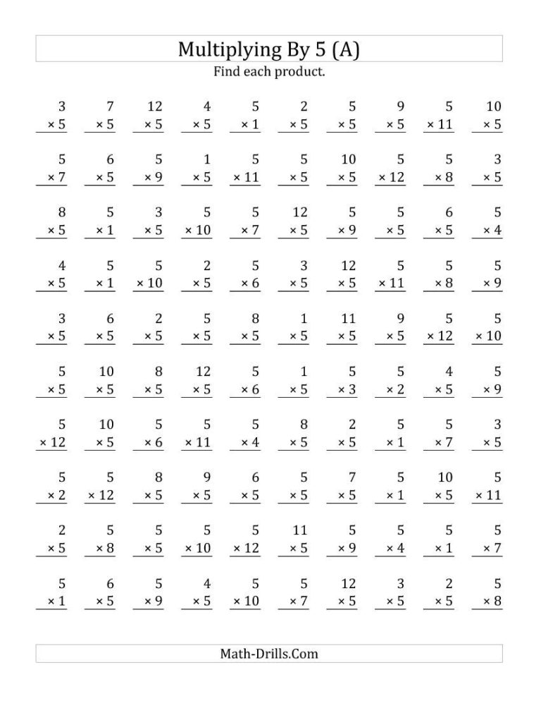 Multiplication Timed Test Printable