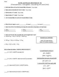 Ph And Poh Calculations Worksheet