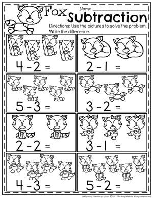 Subtraction Worksheets For Kindergarten Pinterest