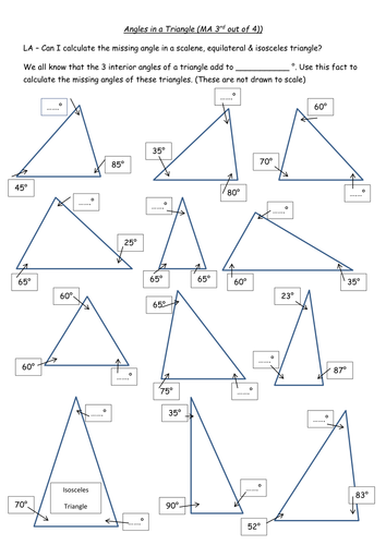 Measuring Angles In A Triangle Worksheet