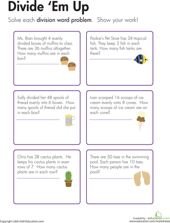 2nd Grade Division Word Problems Grade 2