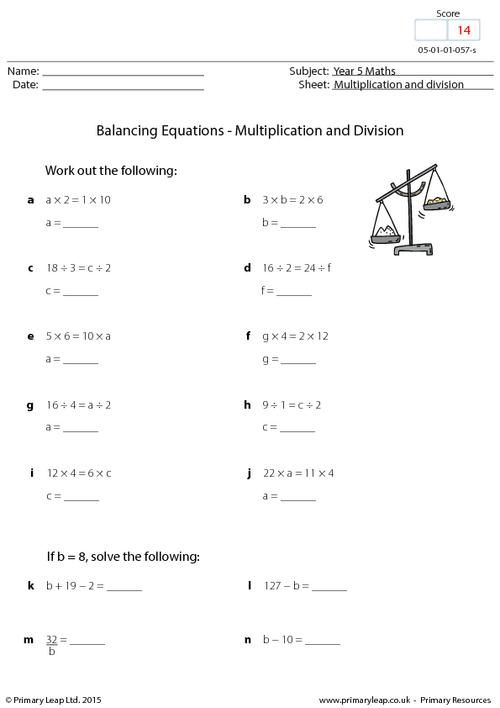 Balancing Equations Worksheet Maths Ks3