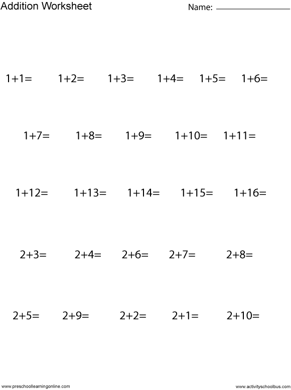 1st Grade Math Worksheets Addition Free