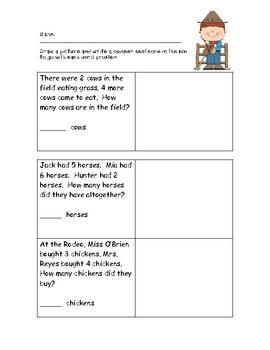First Grade Addition And Subtraction Word Problems Grade 1