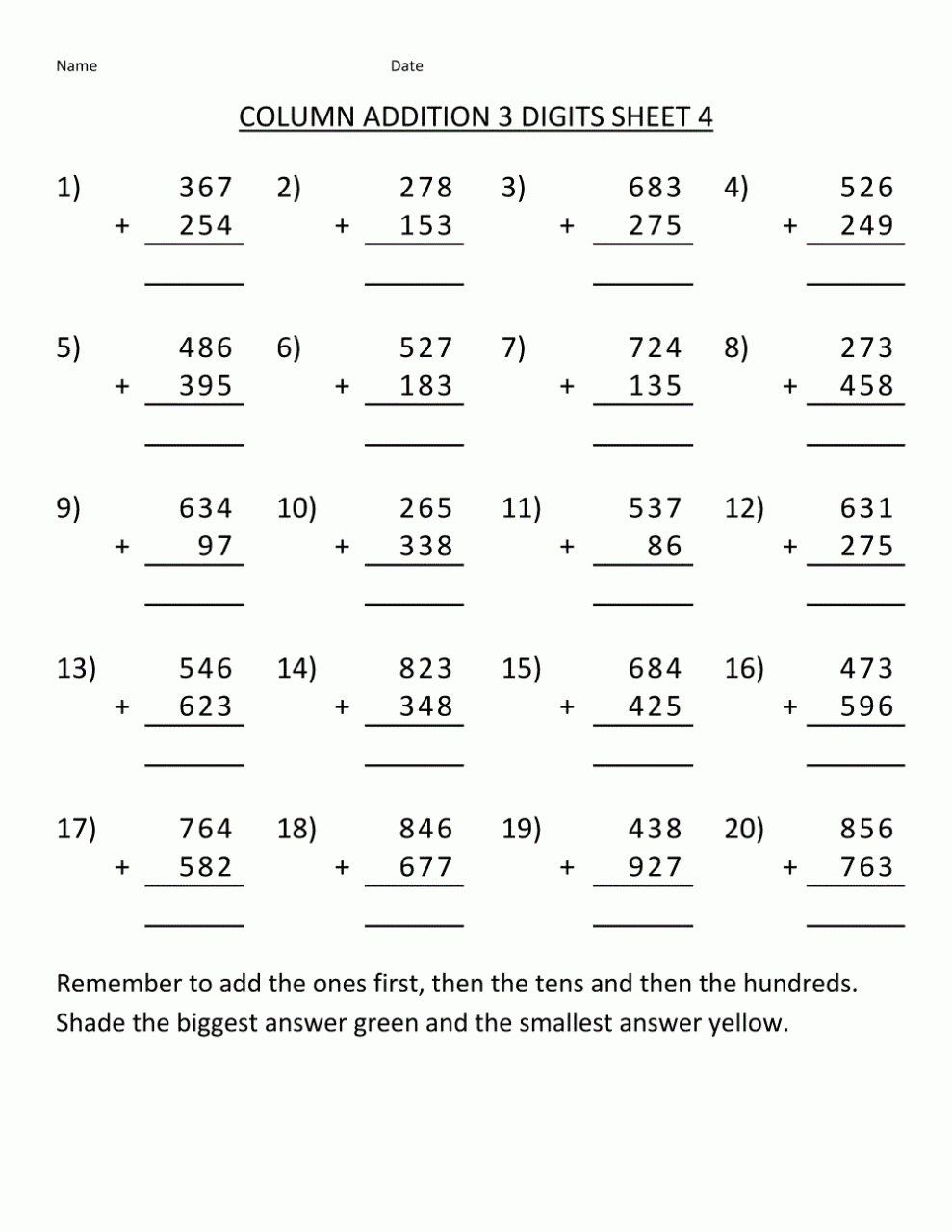 Subtraction Worksheets For Grade 4 With Answers