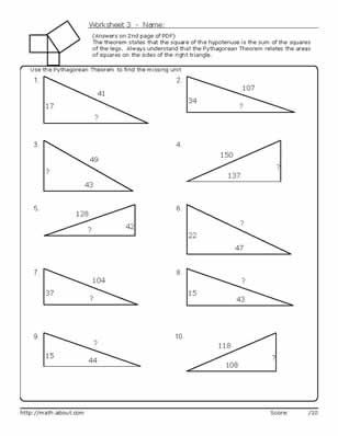 Pythagorean Theorem Worksheet Pdf Answers