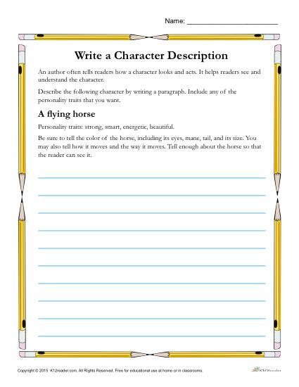 Character Traits Worksheet 4th Grade