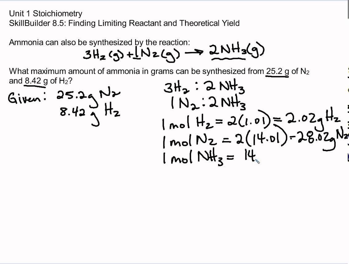 Limiting Reactant And Percent Yield Worksheet