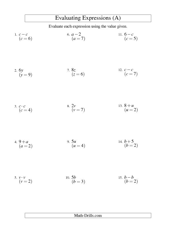Algebra Worksheets With Answers