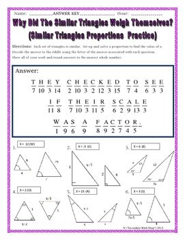 Similar Triangles Worksheet With Answers Pdf