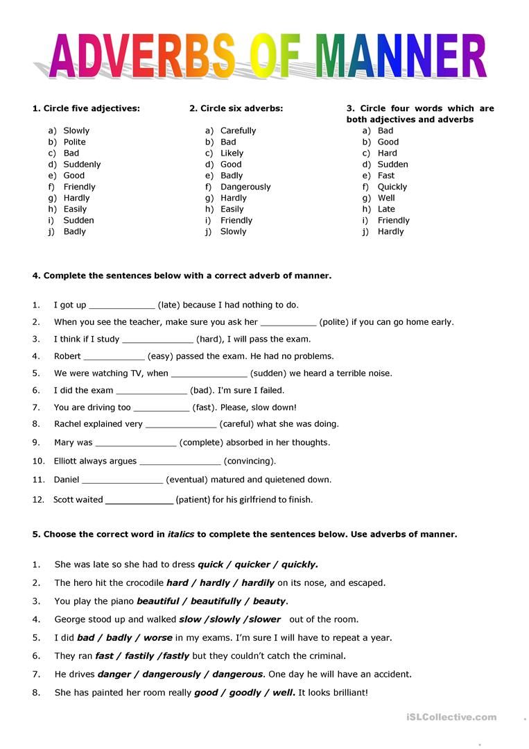 5th Grade Adverbs Worksheets Pdf With Answers