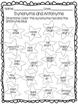 Synonyms And Antonyms Worksheets Pdf