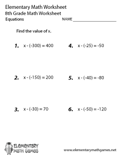 8th Grade Solving Equations Worksheets