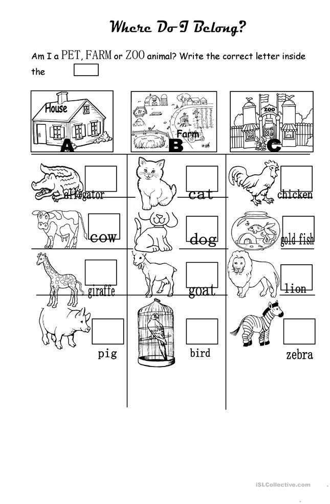 Preschool Wild Animals Worksheets For Kindergarten