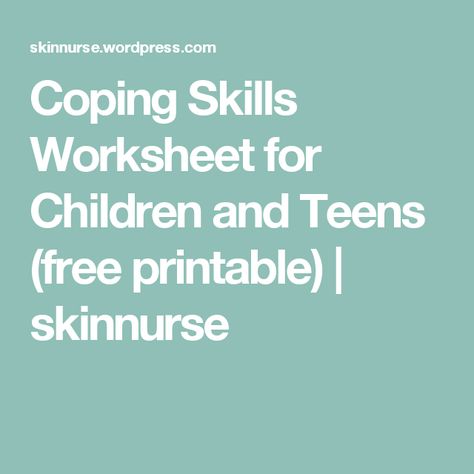 Coping Skills Worksheets Printable