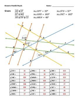 7th Grade Angles In Parallel Lines Worksheet