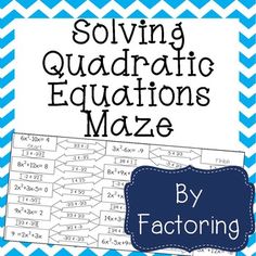 Solving Quadratic Equations By Factoring Worksheet Answer Key