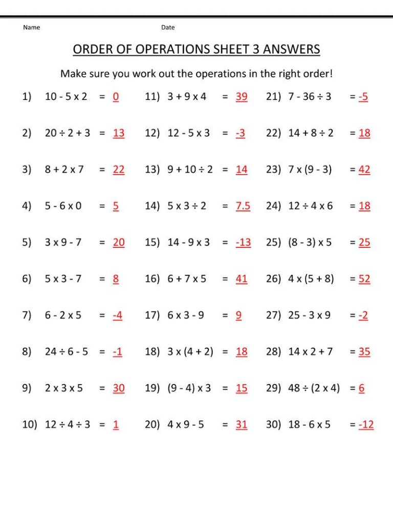 Free Printable Math Worksheets For 6th Grade With Answer Key