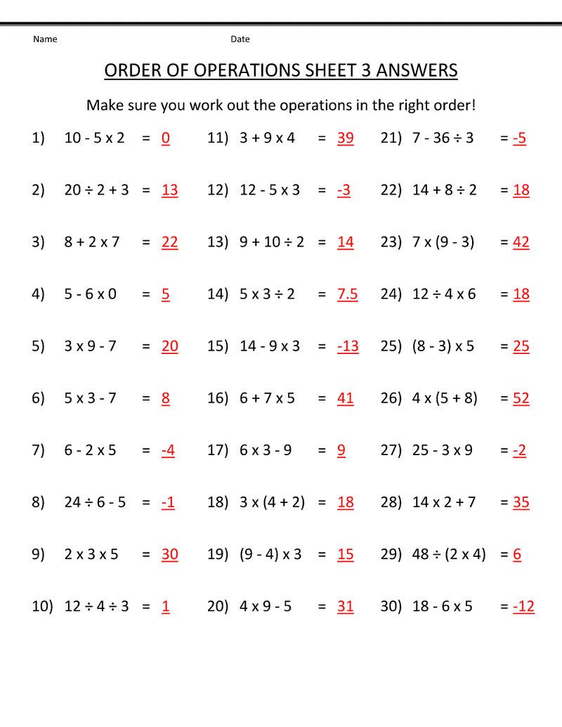Free Printable Math Worksheets For 6th Grade With Answer Key