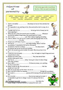 Printable Personality Adjectives Worksheet