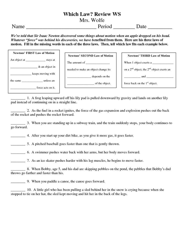 Newton's Law Of Motion Worksheet Answer Key