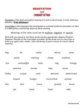 Printable Connotation And Denotation Worksheets
