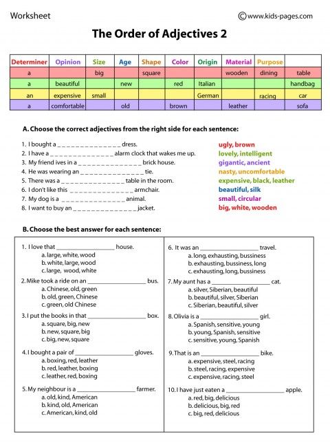 Kinds Of Adjectives Worksheets With Answers