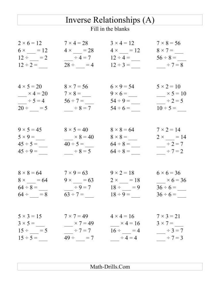 Inverse Operations Worksheets Year 6