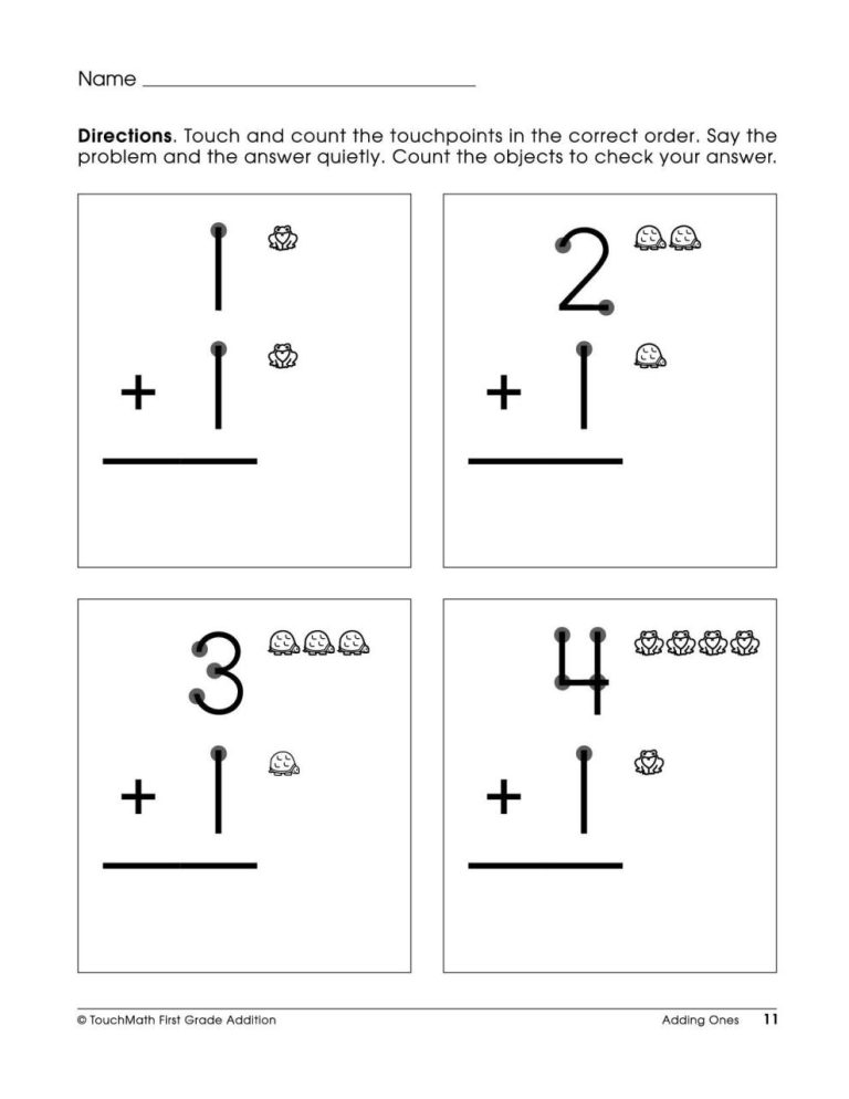Touch Math Worksheets Addition