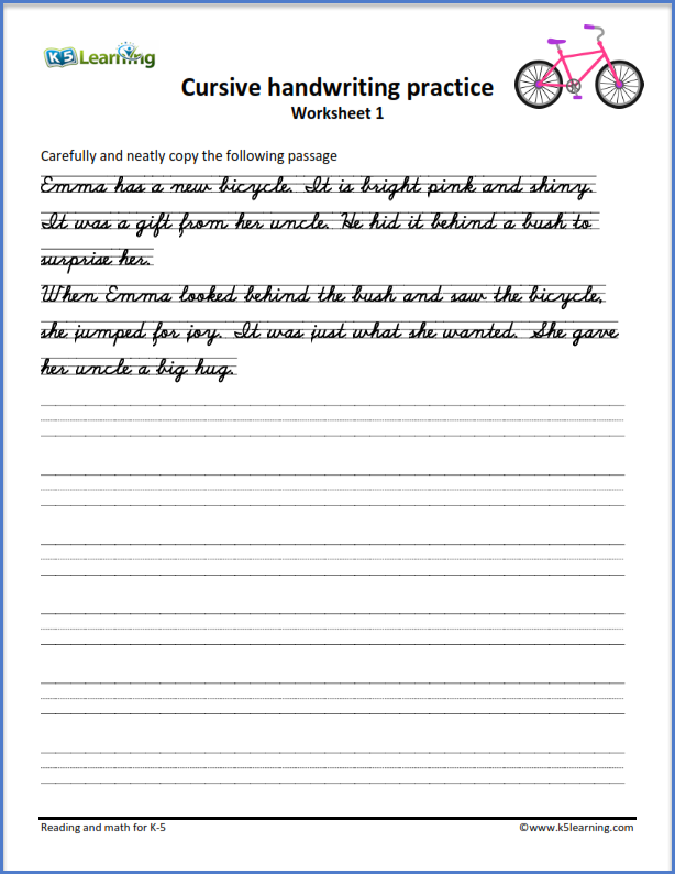 Cursive Worksheets For 5th Grade