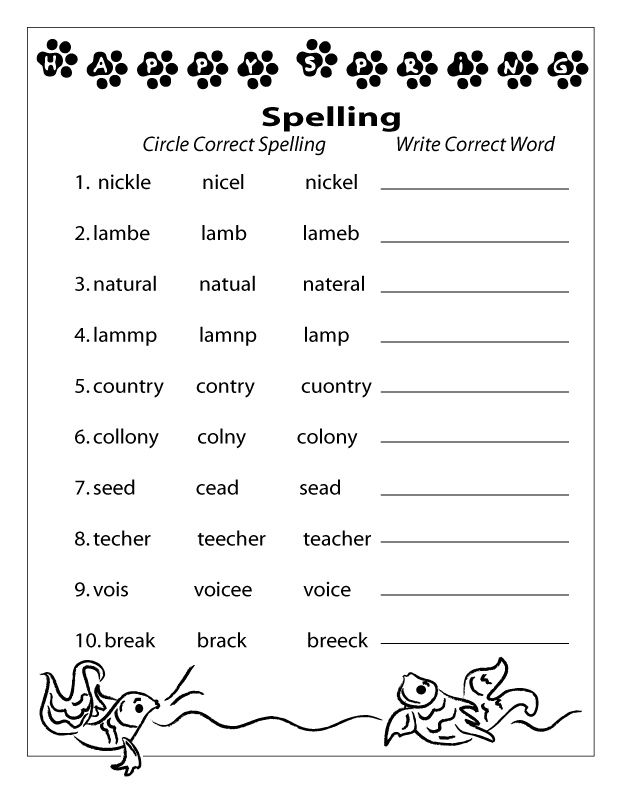 2nd Grade Worksheets Spelling
