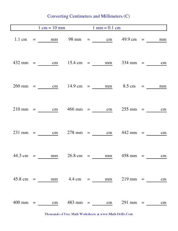 Metric System Converting Metric Units Worksheet