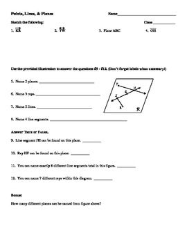 Points Lines And Planes Worksheet Answer Key