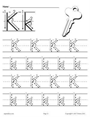 Letter K Worksheets Tracing