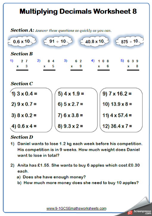 Year 9 Maths Worksheets Uk