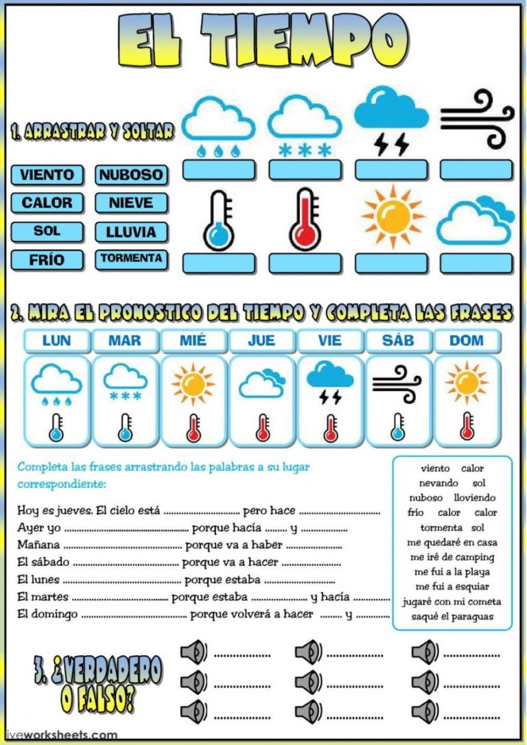 Printable Spanish Weather Worksheets Pdf
