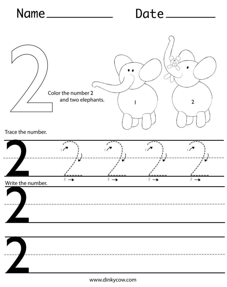 Number 2 Worksheets For Kindergarten