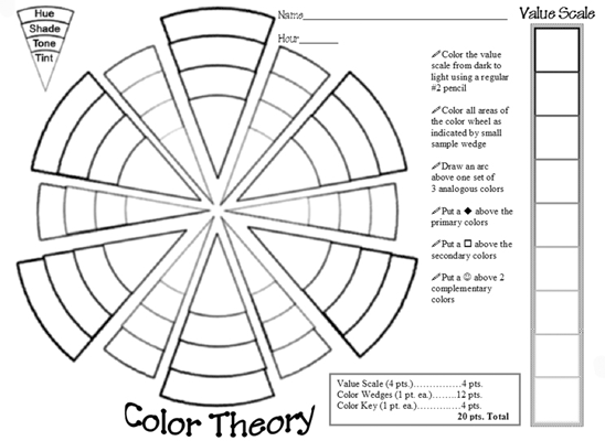 Color Wheel Worksheet Filled Out