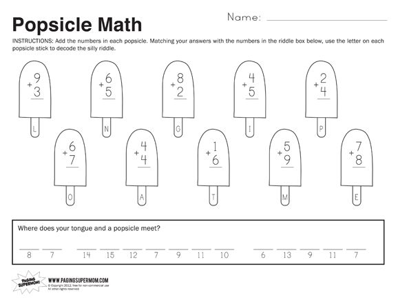 Printable Free Math Worksheets First Grade