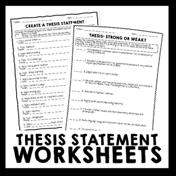 Thesis Statement Worksheet Answers